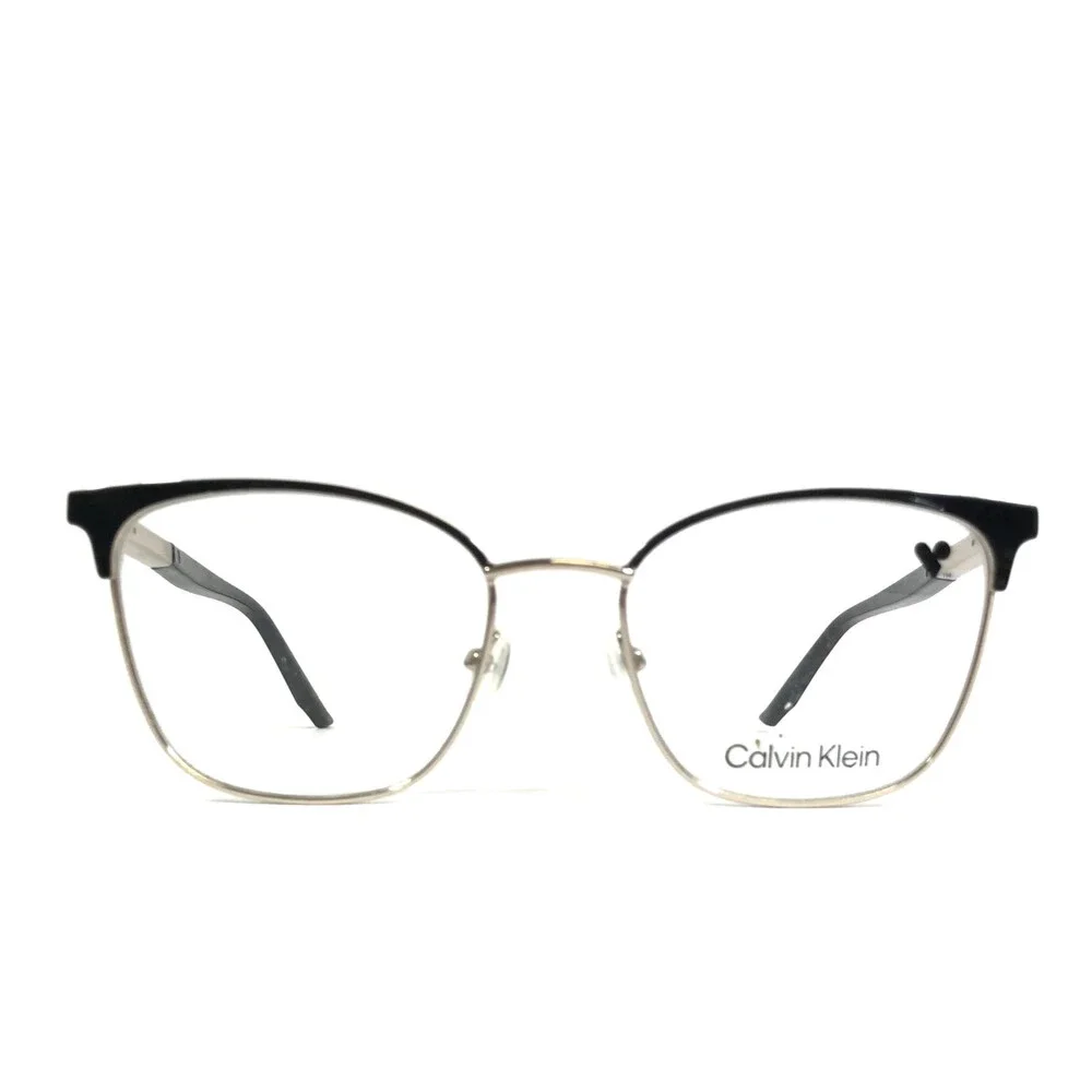 Calvin Klein Eyeglasses Frames CK25105 001 Black Gold Cat Eye Full Rim 52-18-145